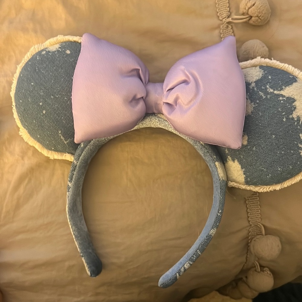 Disney denim and purple bow ears $20